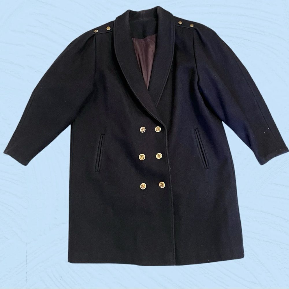Vintage 80s Antels wool coat gold buttons oversized - Picture 6 of 11